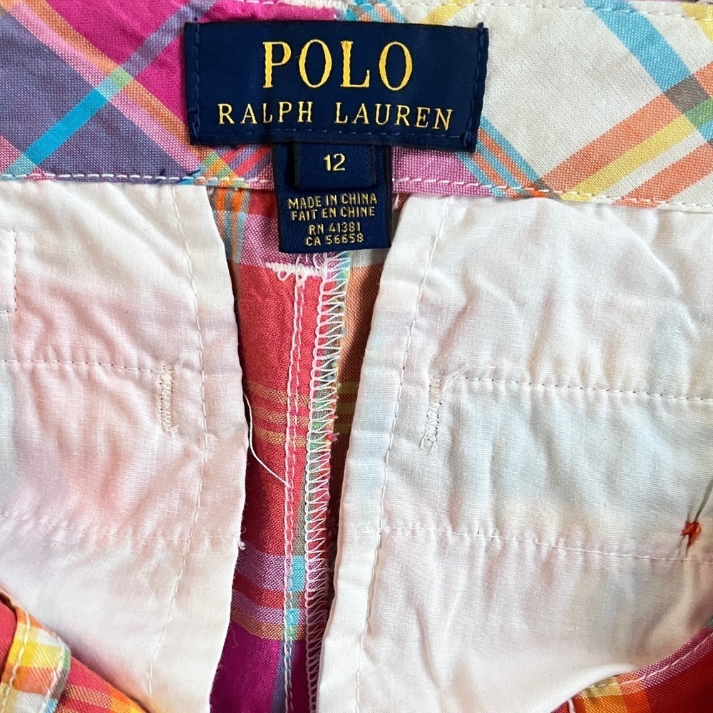 Polo Ralph Lauren Girls Plaid 100% Cotton Shorts Size 12 - Picture 5 of 6